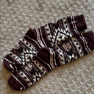 Patterned Brown Sweater Socks